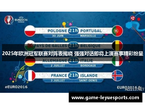 2025年欧洲冠军联赛对阵表揭晓 强强对话即将上演赛事精彩纷呈